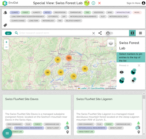 EnviDat - SwissForestLab-Special view
